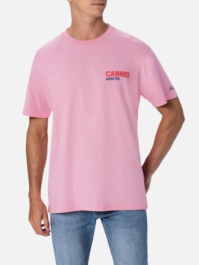 Mc2 Saint Barth T-shirt uomo in cotone con stampa piazzata cartolina Cannes Addicted