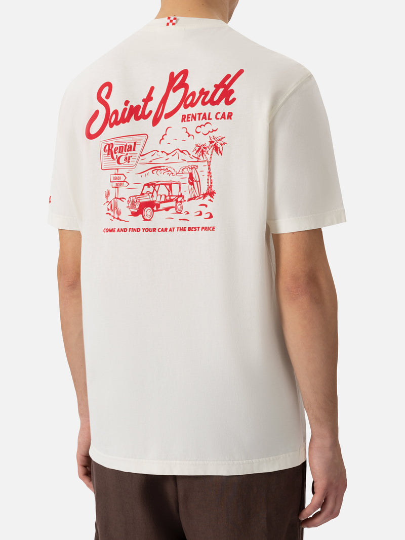 Organic cotton T-shirt with Saint Barth rental car print