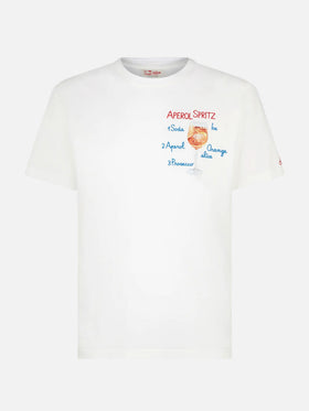 Herren-T-Shirt aus Baumwolle mit Aperol Spritz-Stickerei vorne | APEROL SONDEREDITION