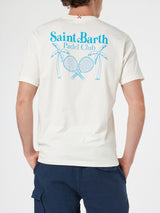 T-shirt da uomo in cotone con stampa piazzata St. Barth Padel Club davanti e dietro