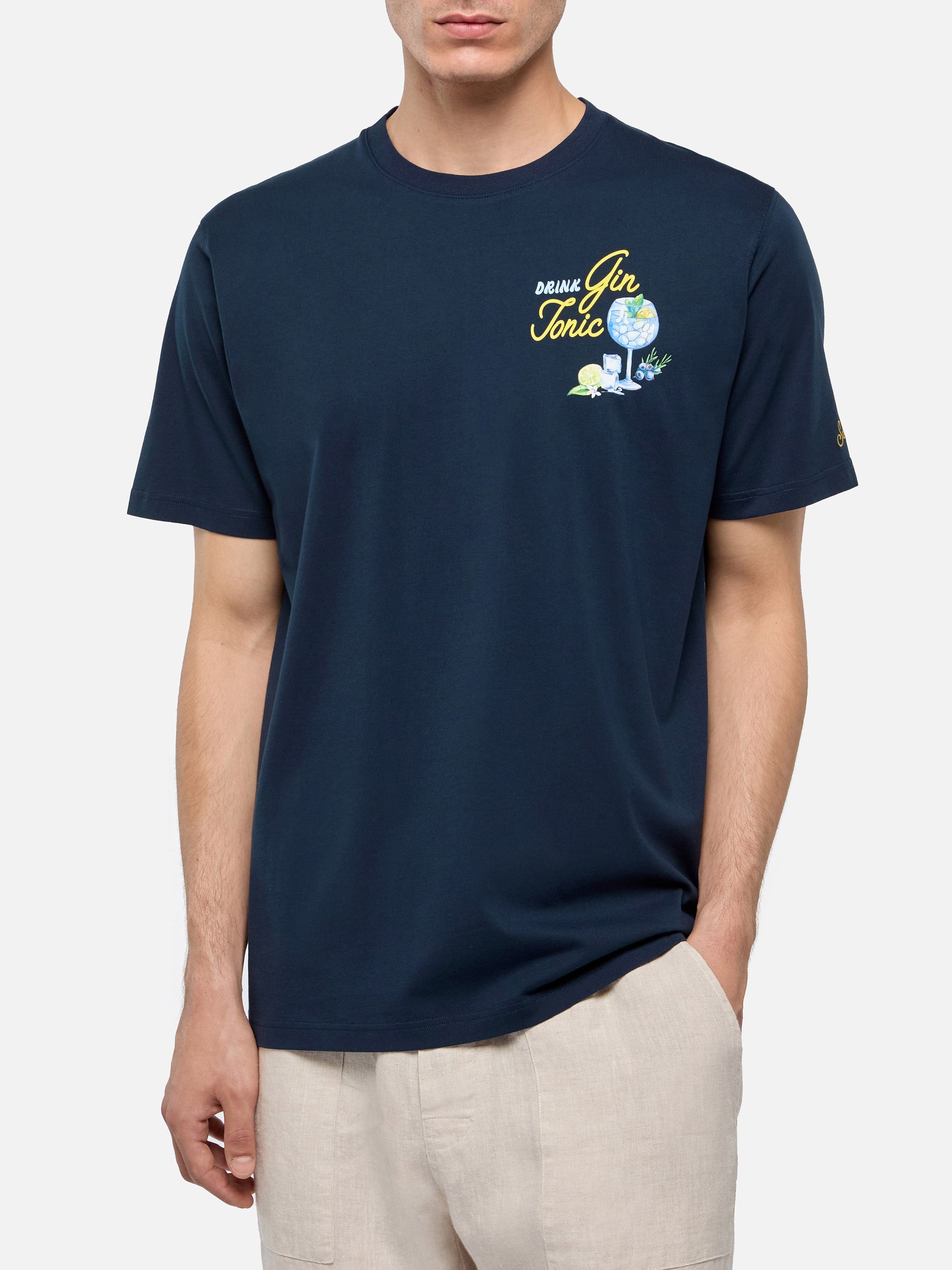 Cotton T-shirt with Gin Tonic small print - MC2 Saint Barth
