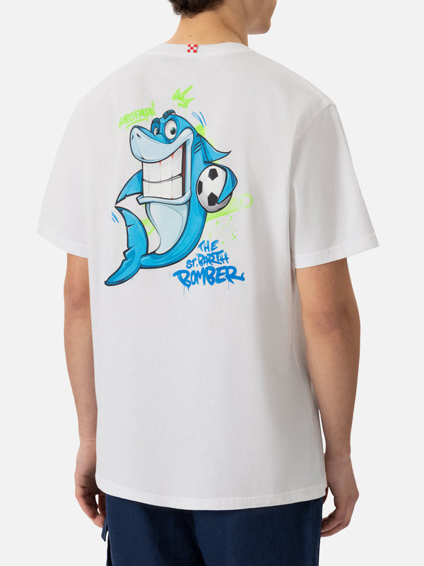 T-shirt Man in cotone con stampa Cryptopuppets Shark Bomber | CRYPTOPUPPETS SPECIAL EDITION