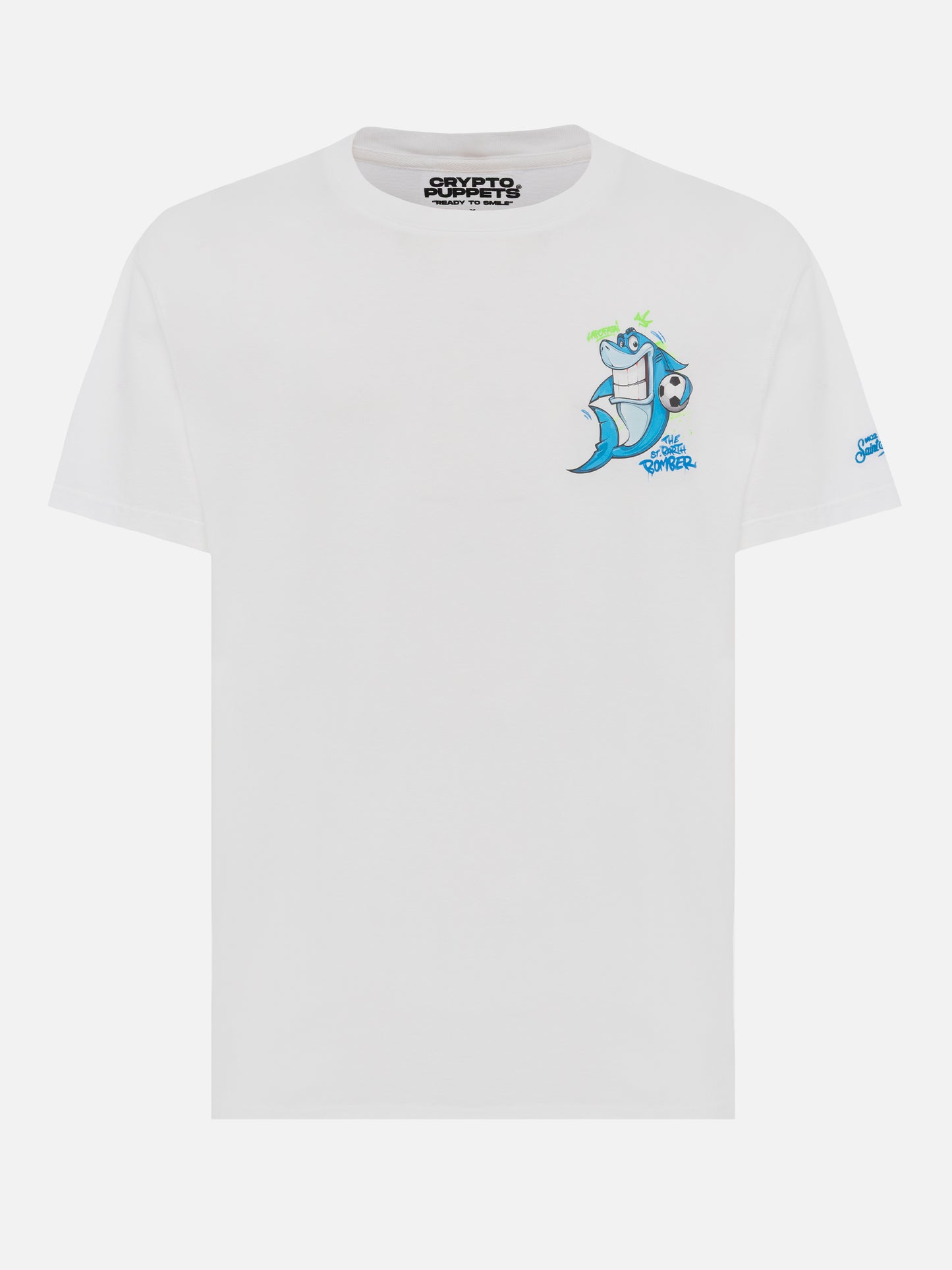 Cotton T-shirt with Cryptopuppets Shark bomber print | CRYPTOPUPPETS SPECIAL EDITION - MC2 Saint Barth