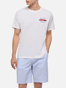 Cotton T-shirt with car print and Run out with me embroidery - MC2 Saint Barth