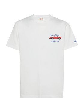 Cotton T-shirt with car print and Run out with me embroidery - MC2 Saint Barth