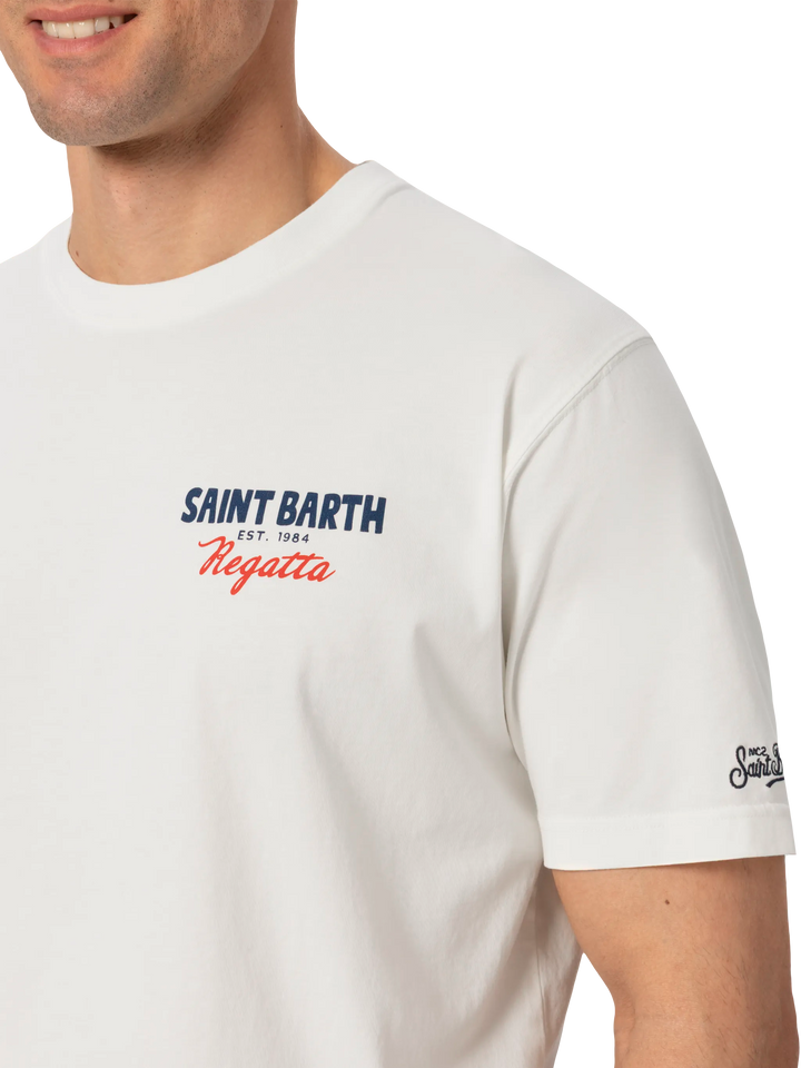 T-shirt Man in cotone organico con stampa Saint Barth Regatta