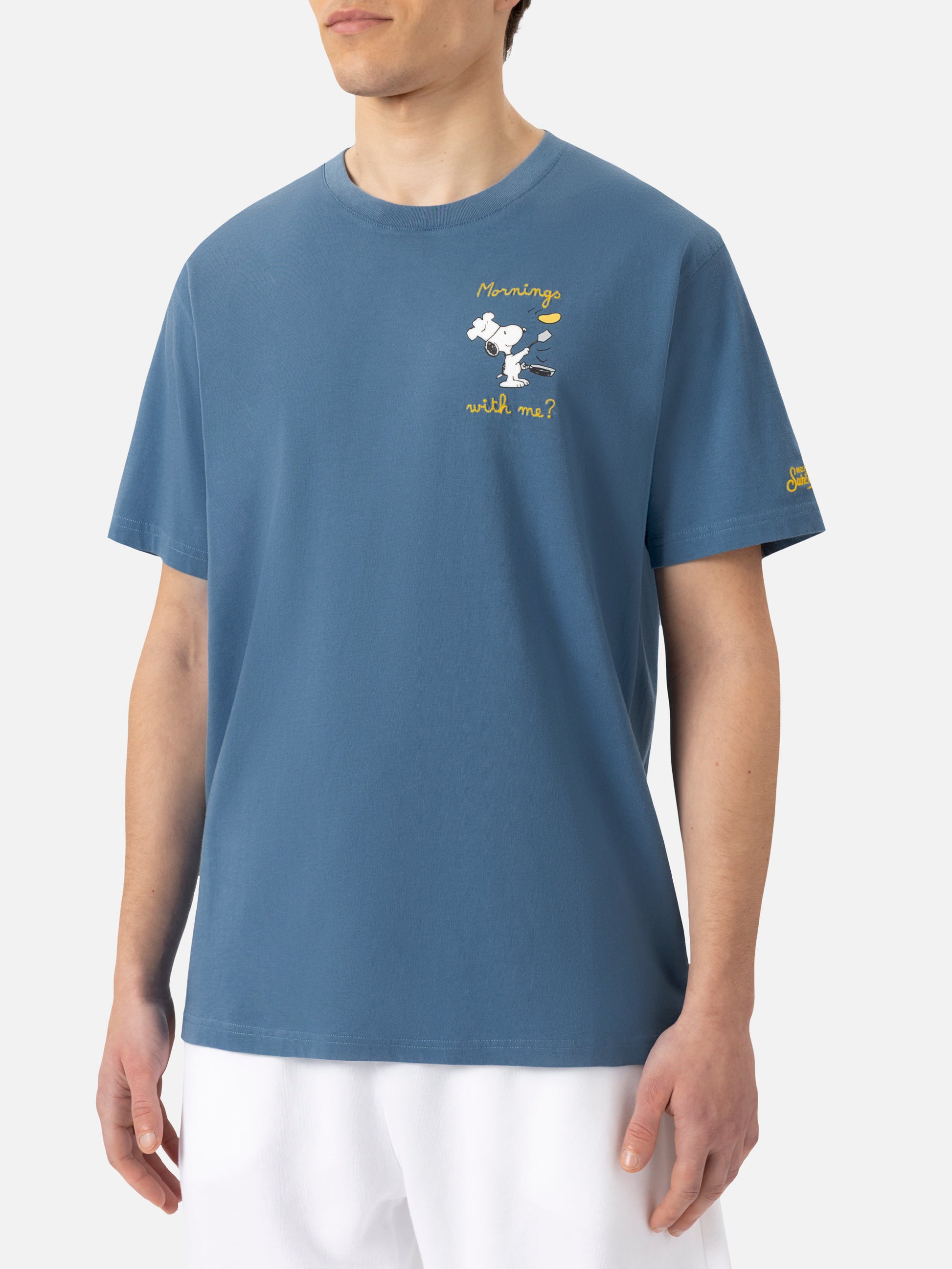 Organic cotton T-shirt with St. Barth Snoopy chef embroidery | SNOOPY PEANUTS® SPECIAL EDITION - MC2 Saint Barth