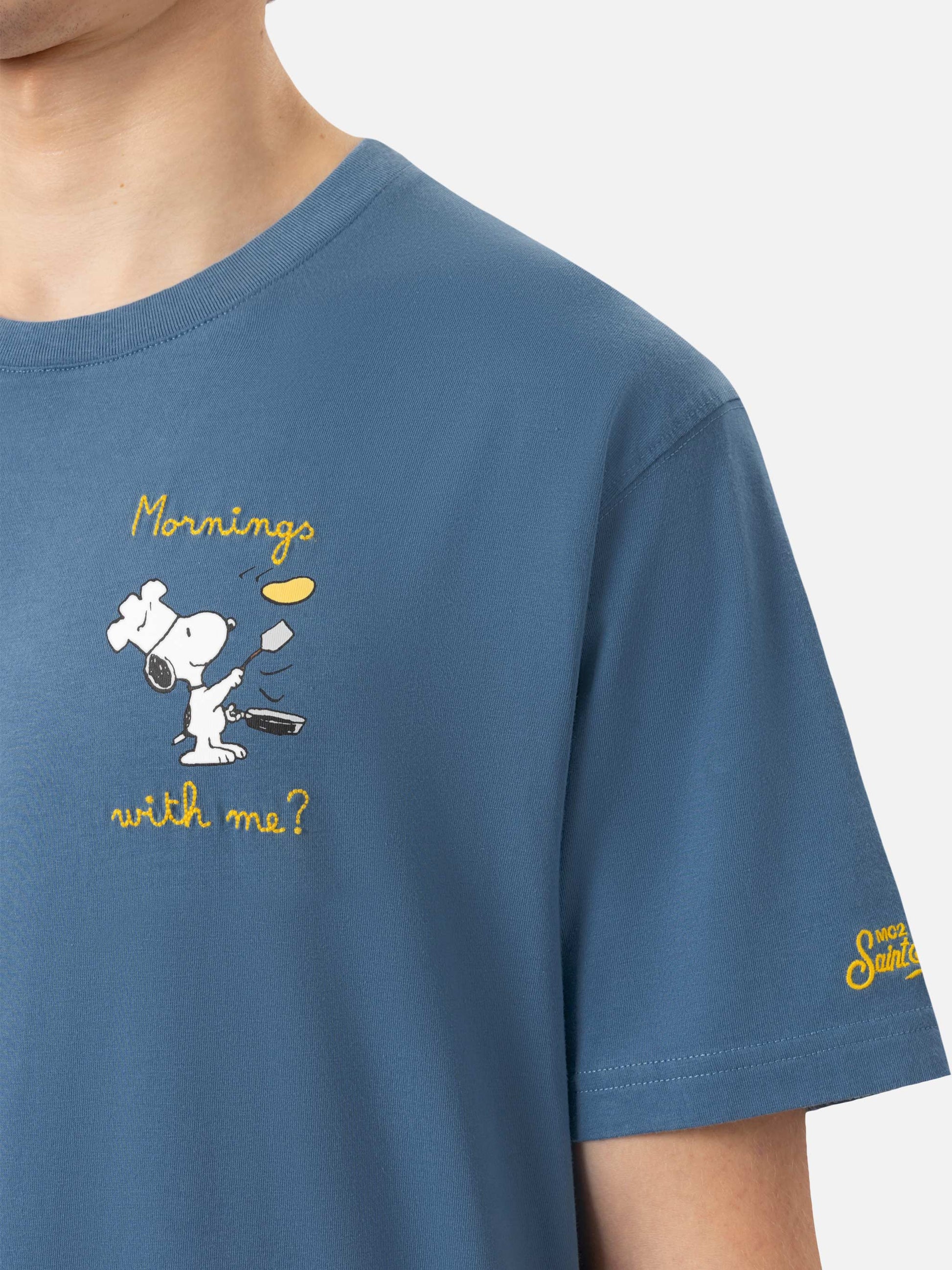 Organic cotton T-shirt with St. Barth Snoopy chef embroidery | SNOOPY PEANUTS® SPECIAL EDITION - MC2 Saint Barth