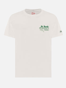 Off-white cotton T-shirt with St. Barth burger paradise print - MC2 Saint Barth