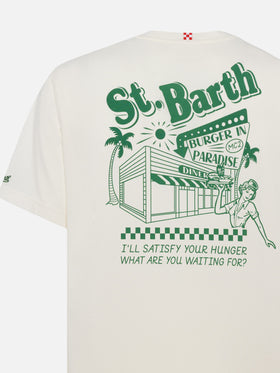 Off-white cotton T-shirt with St. Barth burger paradise print - MC2 Saint Barth