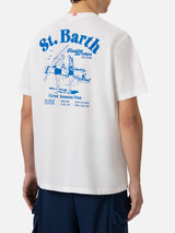 Off-white cotton T-shirt with St. Barth hunting wave print