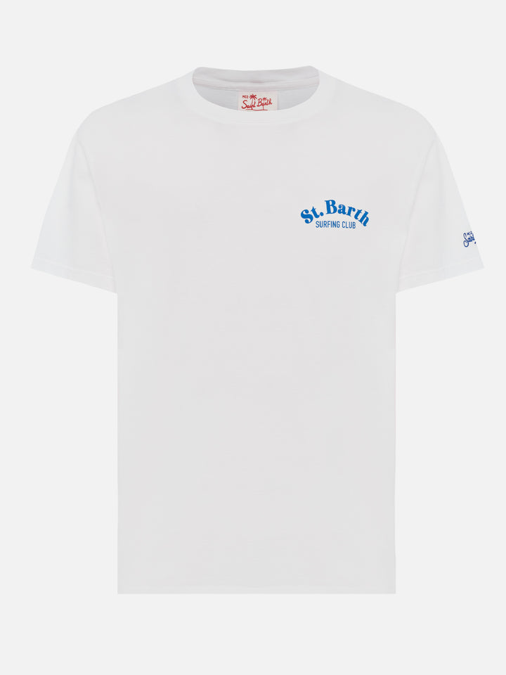 Off-white cotton T-shirt with St. Barth hunting wave print - MC2 Saint Barth