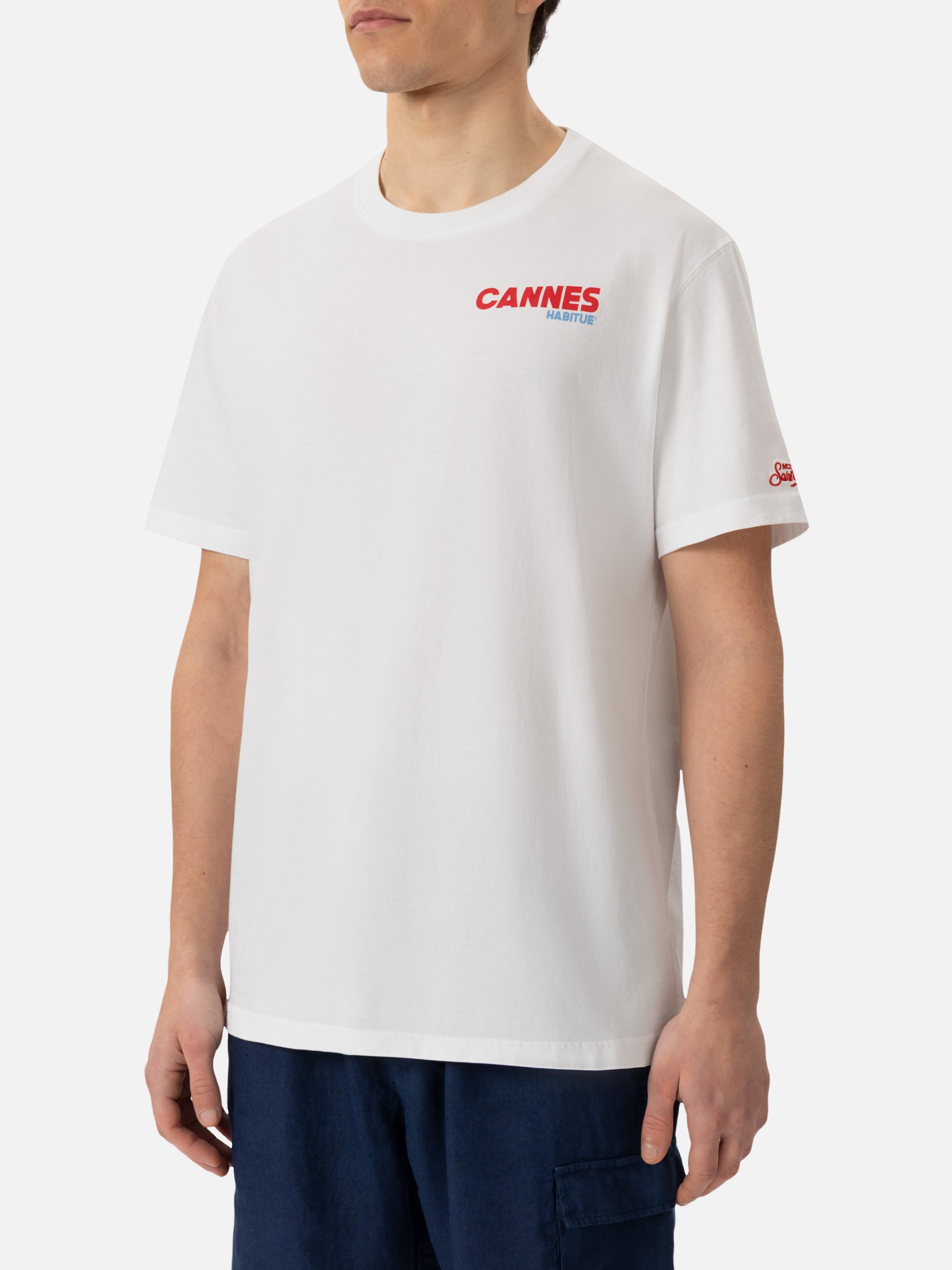 Organic cotton T-shirt with Cannes postcard print - MC2 Saint Barth