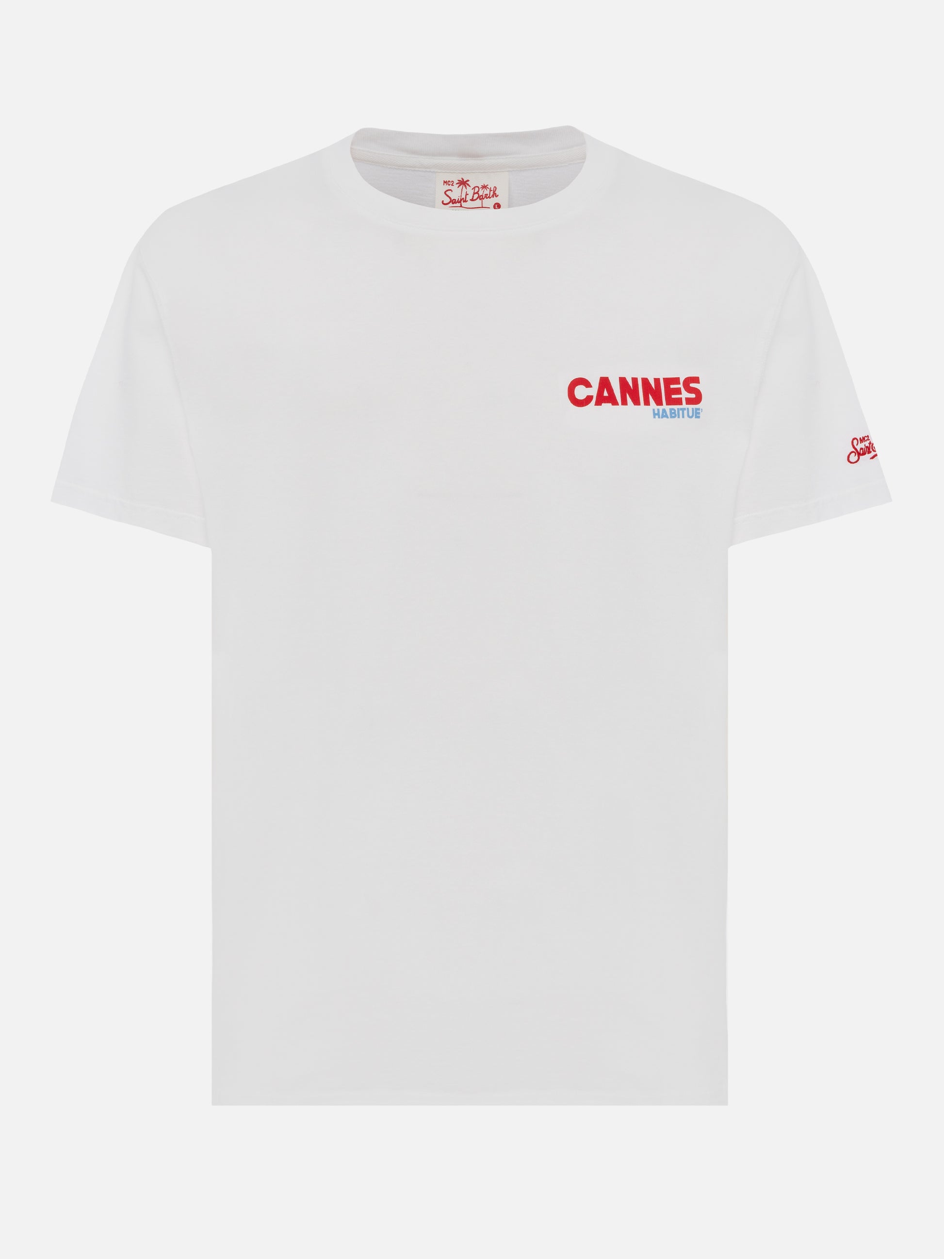 Organic cotton T-shirt with Cannes postcard print - MC2 Saint Barth