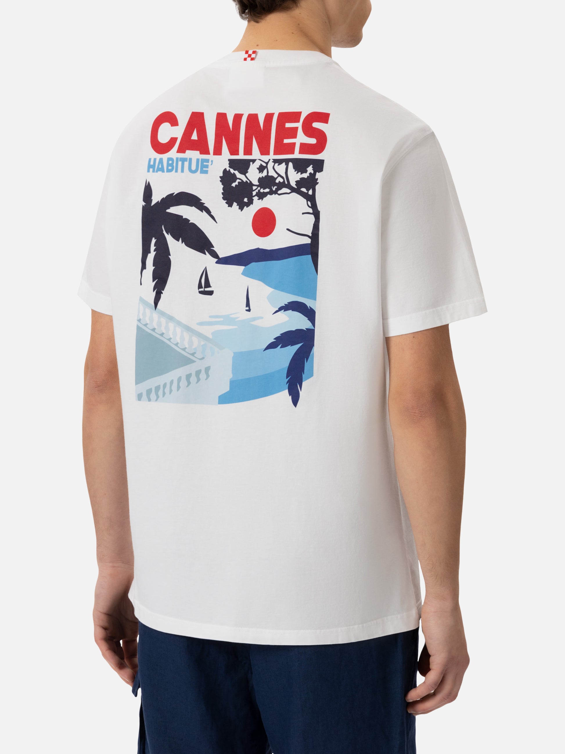 Organic cotton T-shirt with Cannes postcard print - MC2 Saint Barth