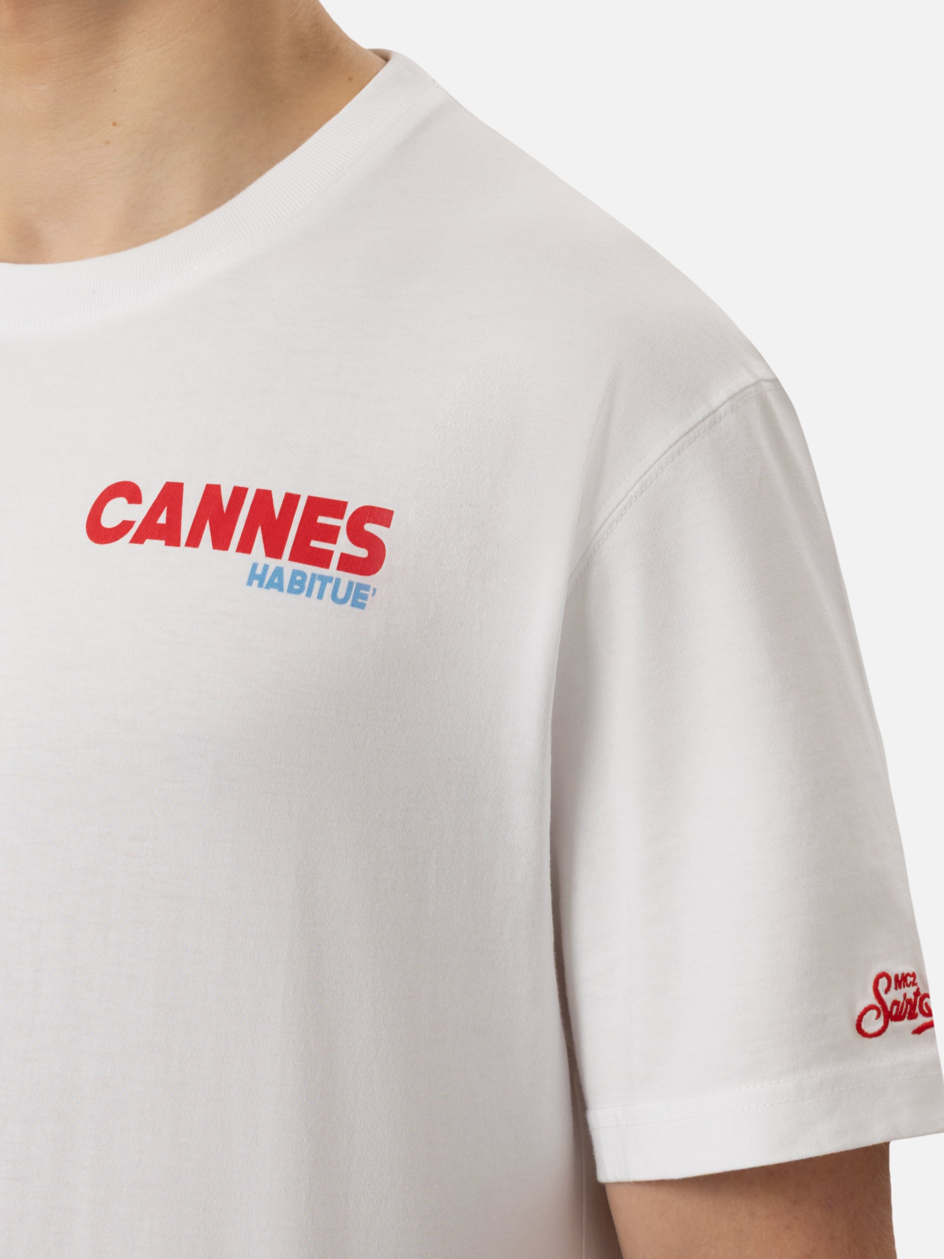 Organic cotton T-shirt with Cannes postcard print - MC2 Saint Barth
