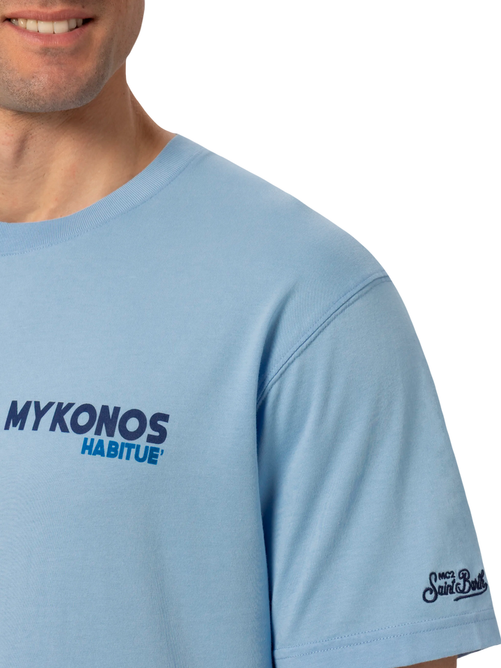 Cotton T-shirt with Mykonos postcard print - MC2 Saint Barth