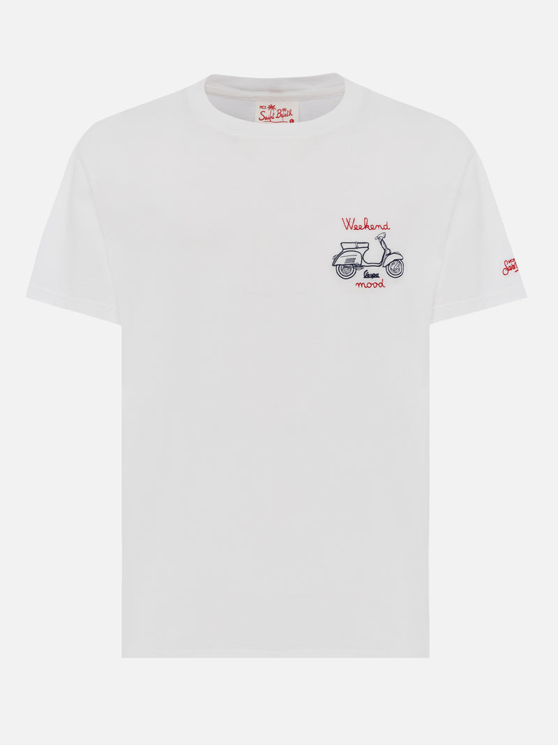 Baumwoll-T-Shirt mit Vespa-Wochenendstimmungsstickerei | VESPA SPECIAL EDITION