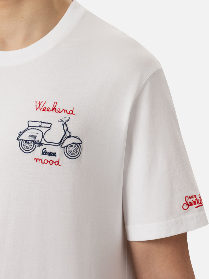 Baumwoll-T-Shirt mit Vespa-Wochenendstimmungsstickerei | VESPA SPECIAL EDITION