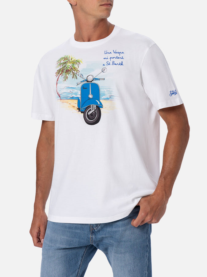 Mc2 Saint Barth T-shirt da uomo con stampa piazzata e ricamo Vespa | EDIZIONE SPECIALE VESPA