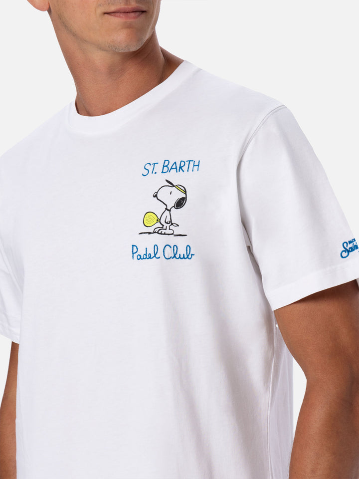 Cotton T-shirt with Snoopy padel club embroidery | SNOOPY PEANUTS® SPECIAL EDITION - MC2 Saint Barth