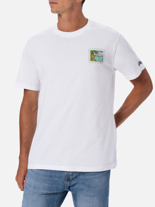 Herren-T-Shirt aus Baumwolle mit St.-Tropez-Postkartendruck auf Vorder- und Rückseite | ALESSANDRO ENRIQUEZ SONDERAUSGABE