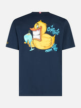 Man cotton t-shirt with Cryptopuppets Ducky Gin front and back placed print | CRYPTOPUPPETS SPECIAL EDITION