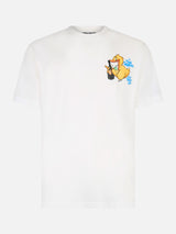 Man cotton t-shirt with Cryptopuppets Ducky Bollicine front and back placed print | CRYPTOPUPPETS SPECIAL EDITION