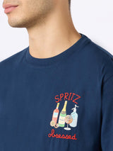 Herren-T-Shirt aus Baumwolle mit Spritz-Stickerei