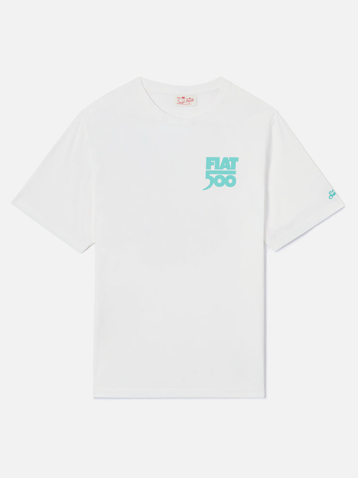 Herren-T-Shirt aus Baumwolle mit platziertem Spiaggina-Aufdruck auf Vorder- und Rückseite | FIAT 500 SONDEREDITION
