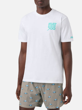 Herren-T-Shirt aus Baumwolle mit platziertem Spiaggina-Aufdruck auf Vorder- und Rückseite | FIAT 500 SONDEREDITION