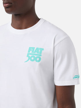 Herren-T-Shirt aus Baumwolle mit platziertem Spiaggina-Aufdruck auf Vorder- und Rückseite | FIAT 500 SONDEREDITION