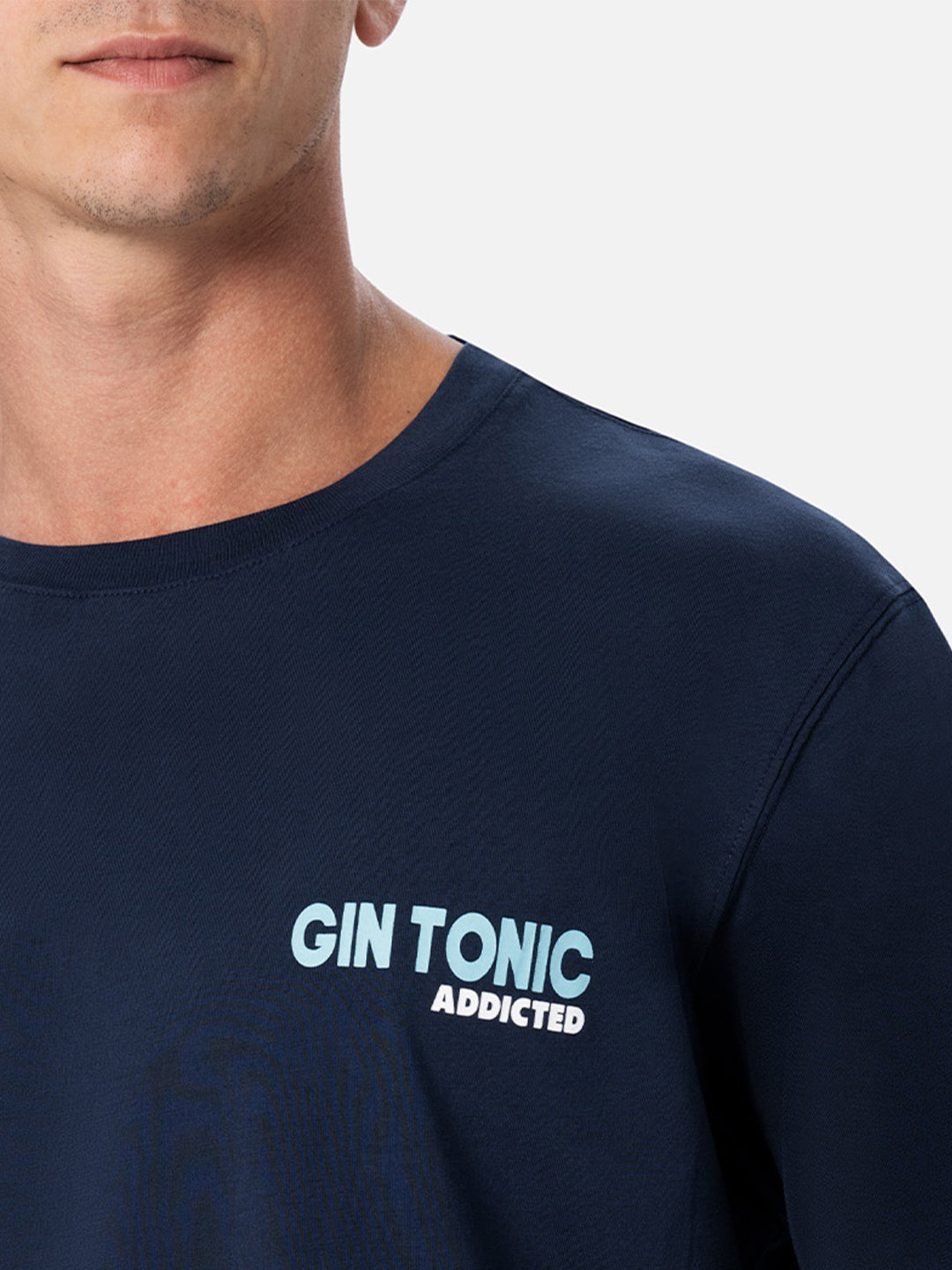 Man cotton t-shirt with Gin Tonic Addicted placed print - MC2 Saint Barth