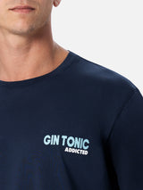 Man cotton t-shirt with Gin Tonic Addicted placed print