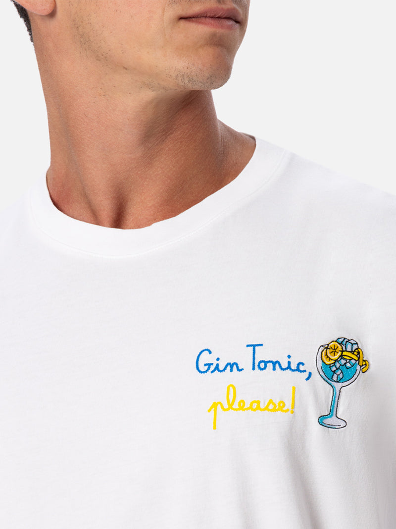 Herren-Baumwoll-T-Shirt mit Gin Tonic, bitte! Stickerei