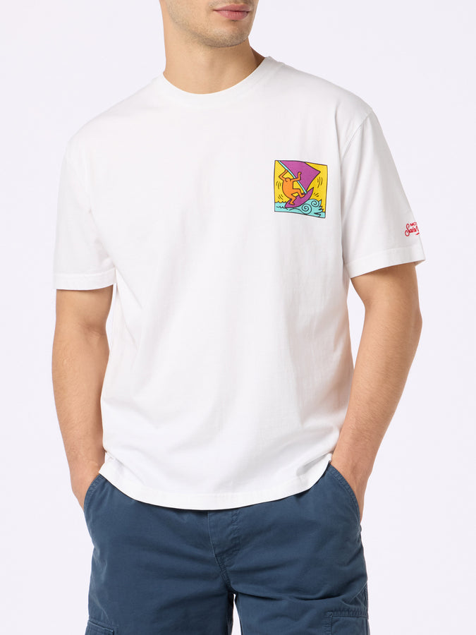 Mc2 Saint Barth T-shirt da uomo in cotone con stampa fronte e retro del disegno Keith Haring | KEITH HARING EDIZIONE SPECIALE