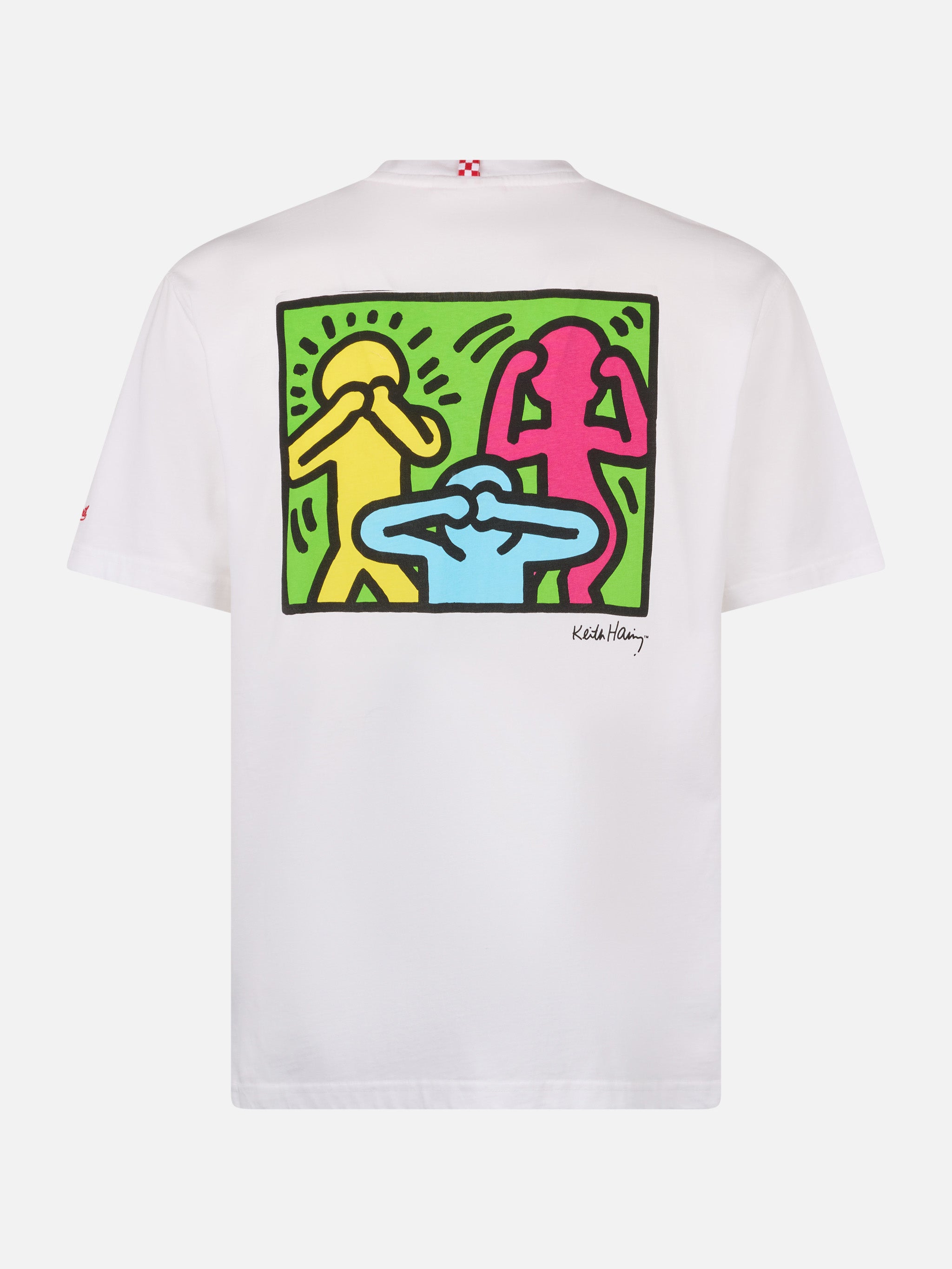 Man cotton t-shirt with Keith Haring design front and back