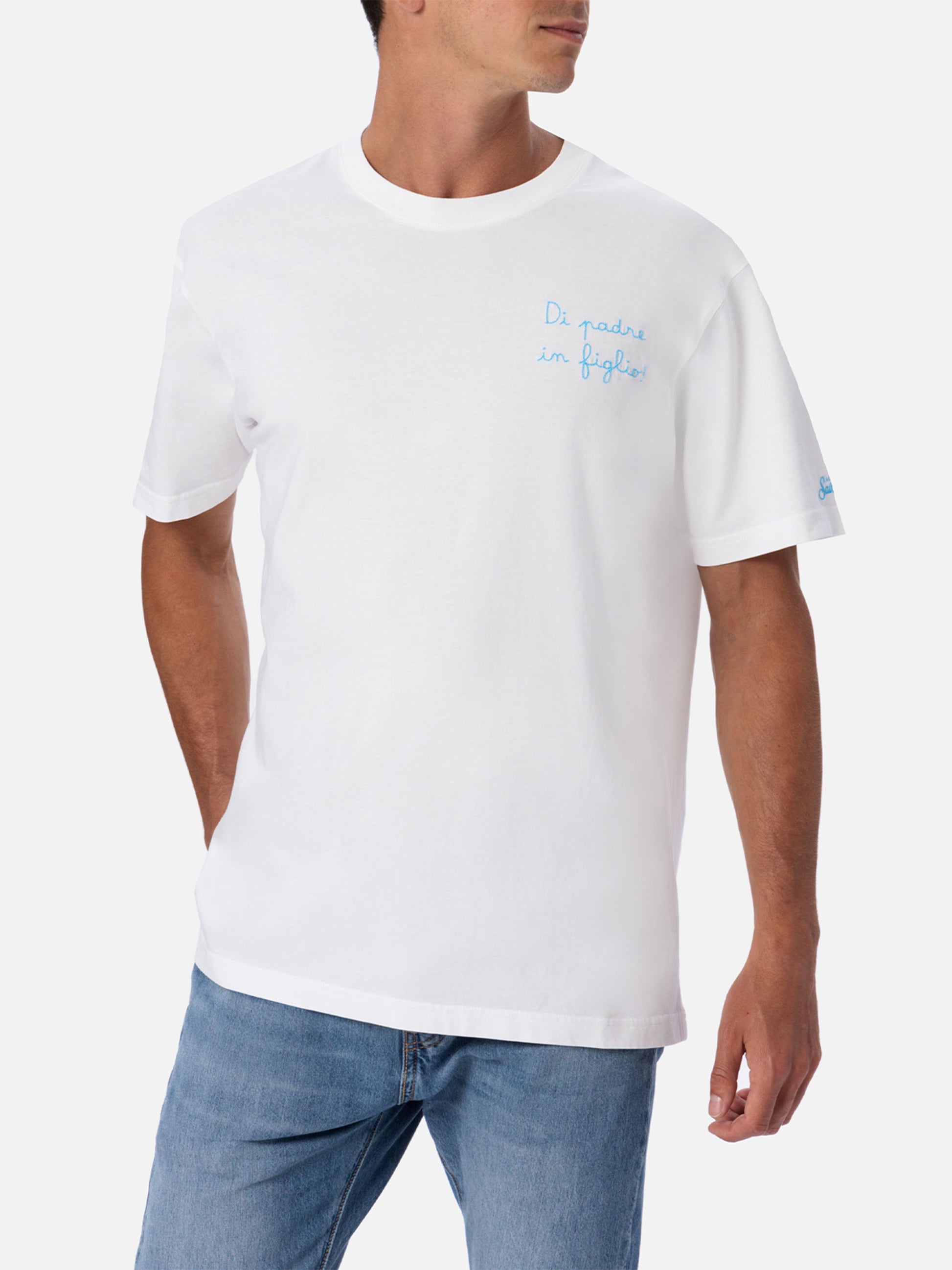 Cotton T-shirt with Di Padre in Figlio embroidery | SS LAZIO SPECIAL EDITION - MC2 Saint Barth
