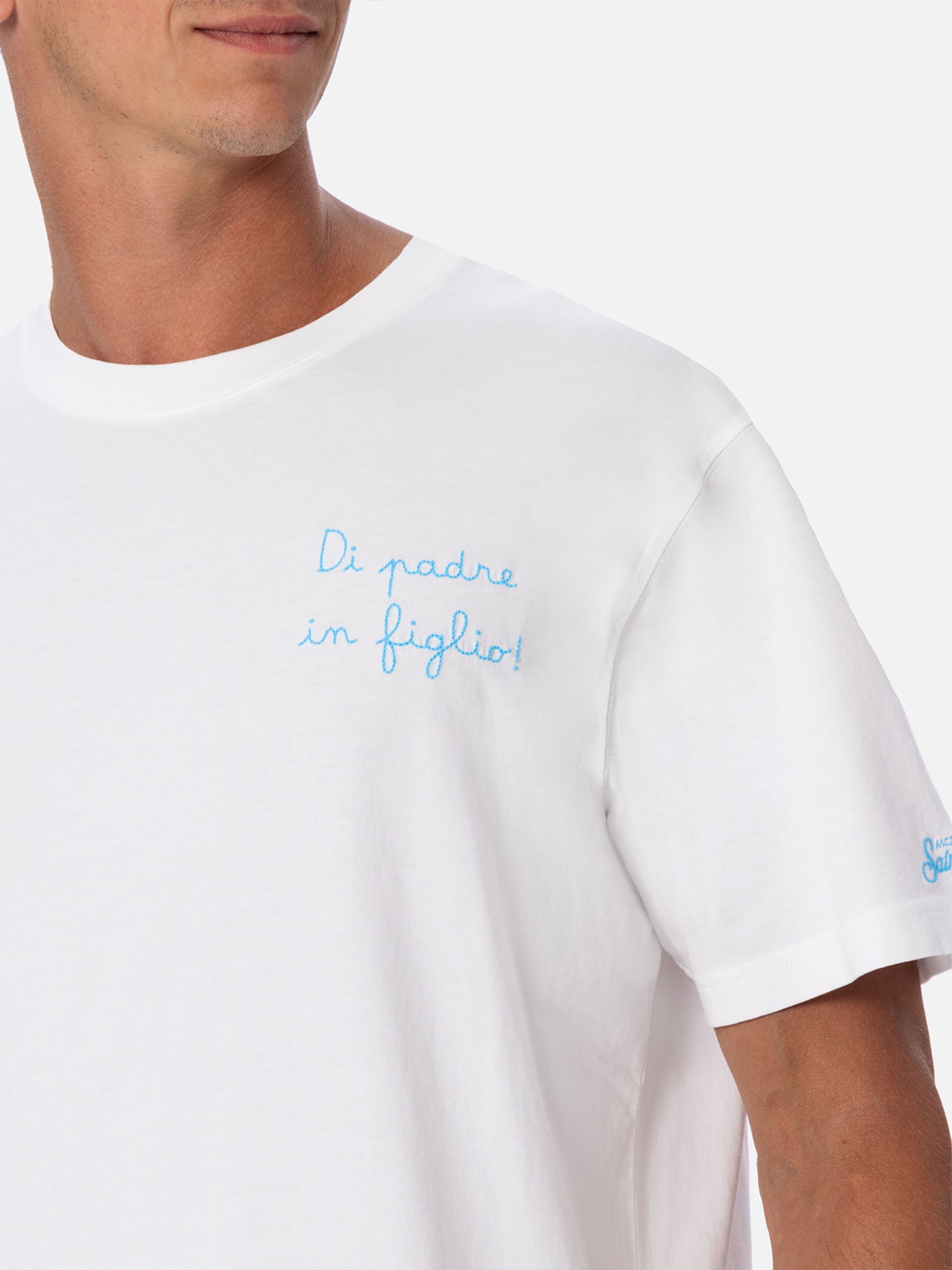 Cotton T-shirt with Di Padre in Figlio embroidery | SS LAZIO SPECIAL EDITION - MC2 Saint Barth