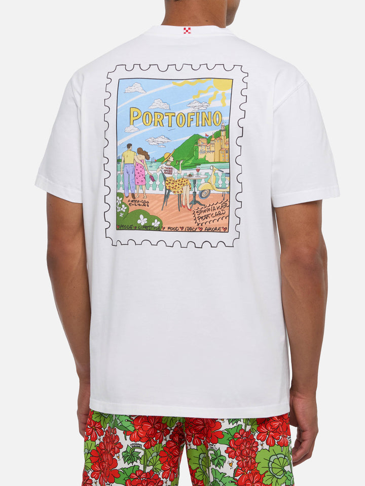 Camiseta de algodón con estampado de postal de Portofino |ALESSANDRO ENRIQUEZ SPECIAL EDITION 