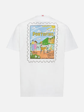 Baumwoll-T-Shirt mit Portofino-Postkartenmotiv | ALESSANDRO ENRIQUEZ SONDEREDITION