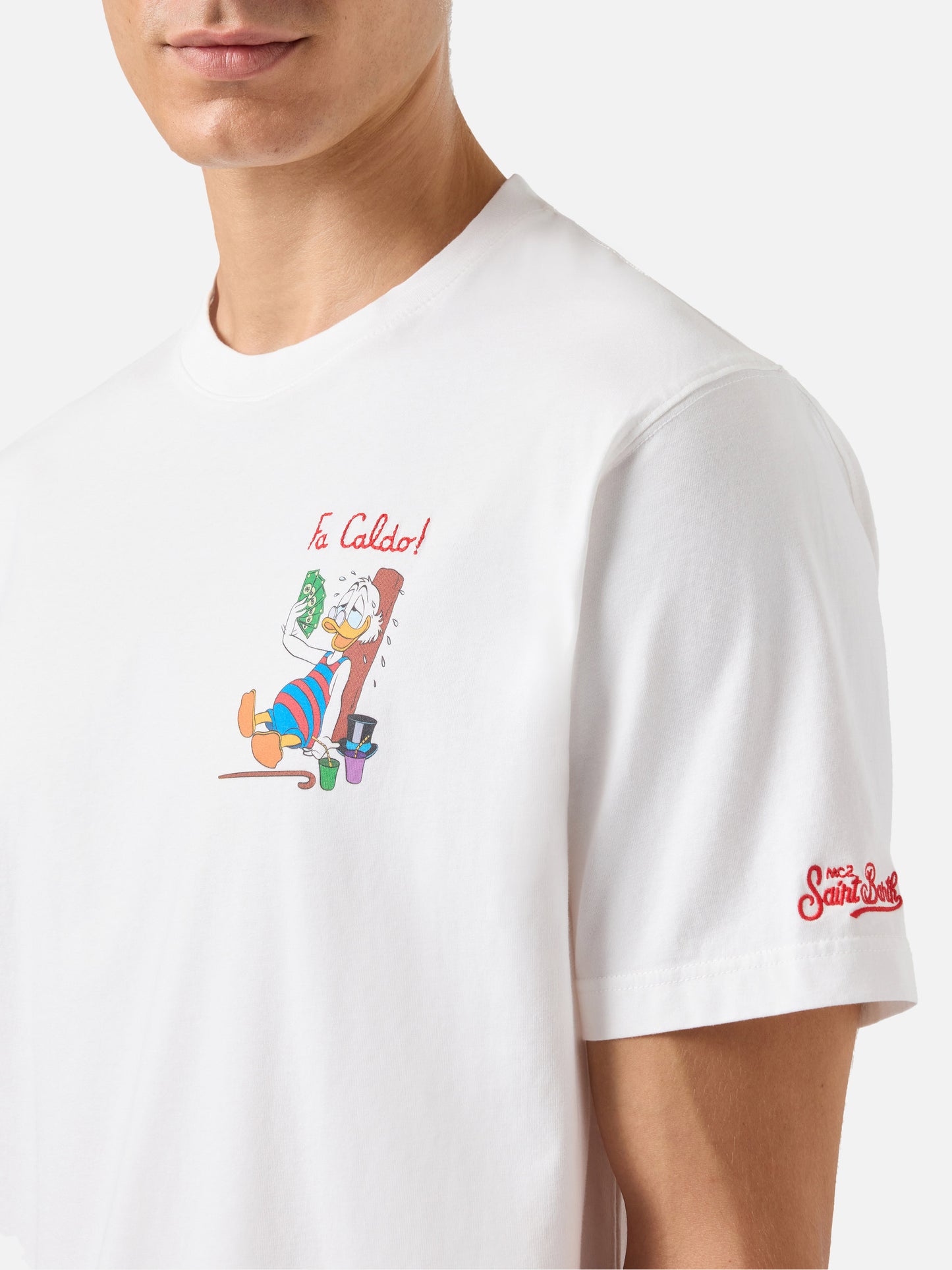 Baumwoll-T-Shirt mit Scrooge-Print und Fa-Caldo-Stickerei | DISNEY® SONDEREDITION