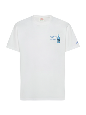 Cotton T-shirt with Gente di Mare print and embroidery | GIN MARE SPECIAL EDITION - MC2 Saint Barth
