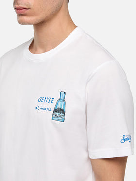 Cotton T-shirt with Gente di Mare print and embroidery | GIN MARE SPECIAL EDITION