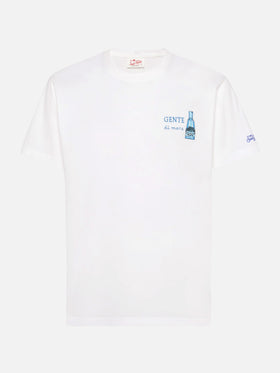 Cotton T-shirt with Gente di Mare print and embroidery | GIN MARE SPECIAL EDITION