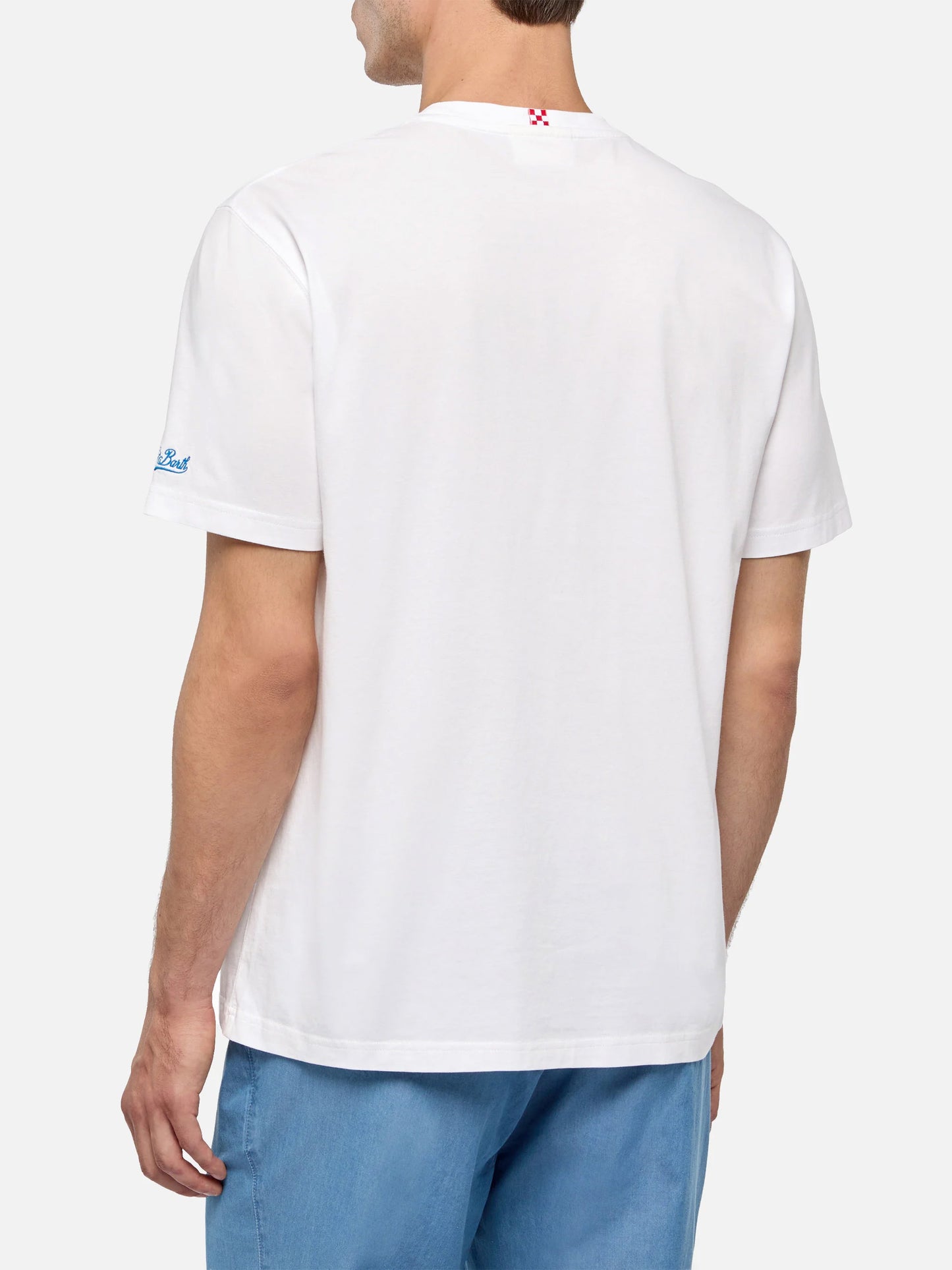 Cotton T-shirt with Gente di Mare print and embroidery | GIN MARE SPECIAL EDITION