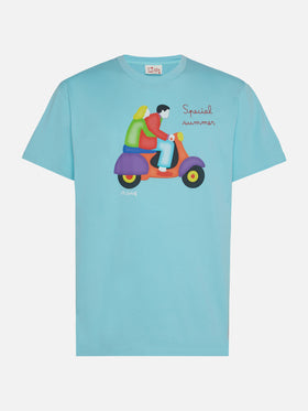 Cotton T-shirt with Lodola scooter print | MARCO LODOLA SPECIAL EDITION