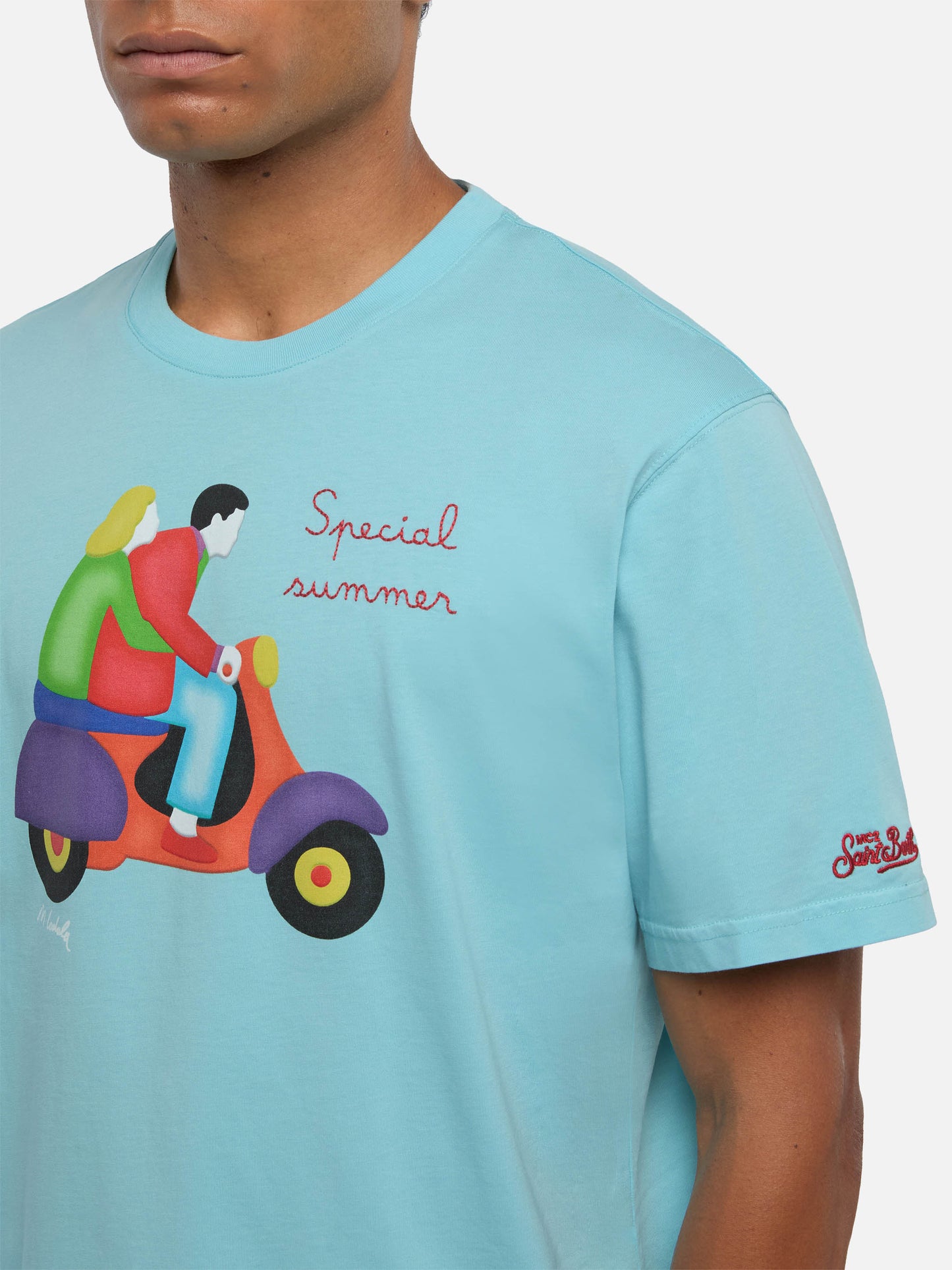 Cotton T-shirt with Lodola scooter print | MARCO LODOLA SPECIAL EDITION