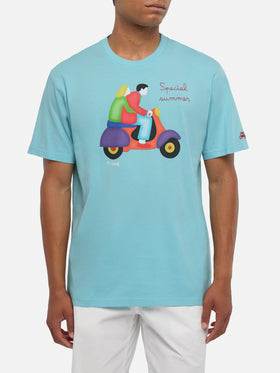 Cotton T-shirt with Lodola scooter print | MARCO LODOLA SPECIAL EDITION
