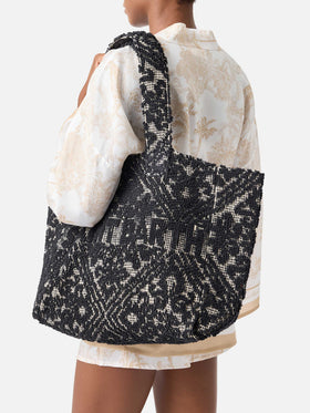 Tufting Cotton Tote Bag nera